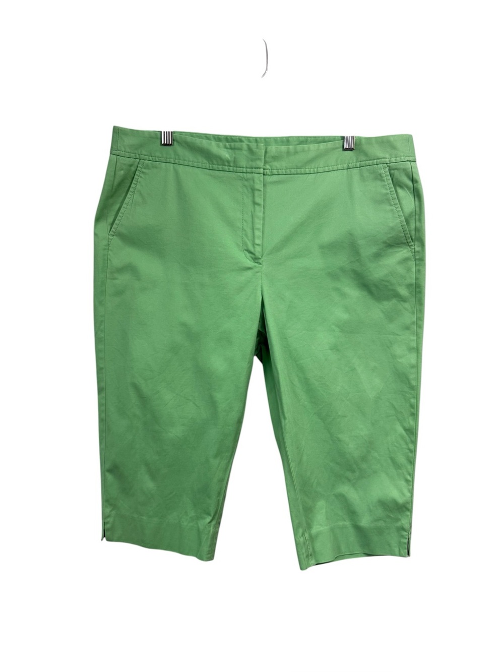 Talbots Women's Petite 16 16P Pedal Pusher Cropped Chino Pants Green Cotton